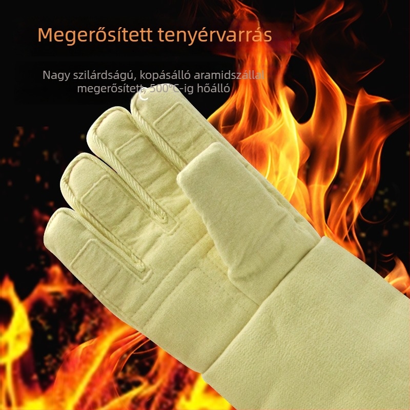 Araminid kesztyűk magas hőmérséklet‑ellenálló 1414, tűzálló, vágásálló, dupla rétegű, hőszigetelt ipari kesztyűk