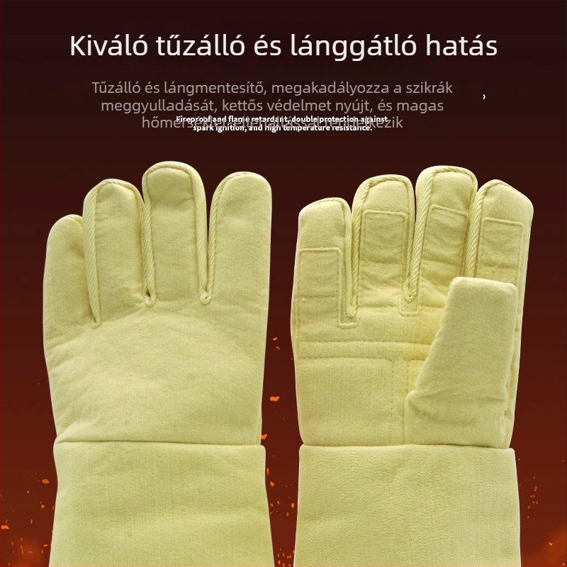 Araminid kesztyűk magas hőmérséklet‑ellenálló 1414, tűzálló, vágásálló, dupla rétegű, hőszigetelt ipari kesztyűk