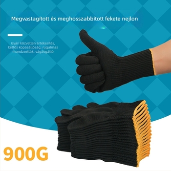 26 cm hosszú fekete nylon kesztyűk, kopásálló védőkesztyűk nehéz kerti munkákhoz, cukornád és bambusz hajtások gyűjtésére