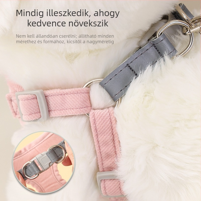 Állítható textil póráz kis- és közepes méretű kutyáknak, kényelmes és lélegző