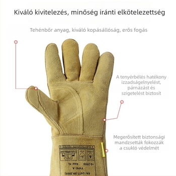 Witex 10-2000 Hegesztő kesztyű tehénbőrből, ferde hüvelykujjal, hőszigetelés és hőálló, tűzálló és lángálló, vágásálló