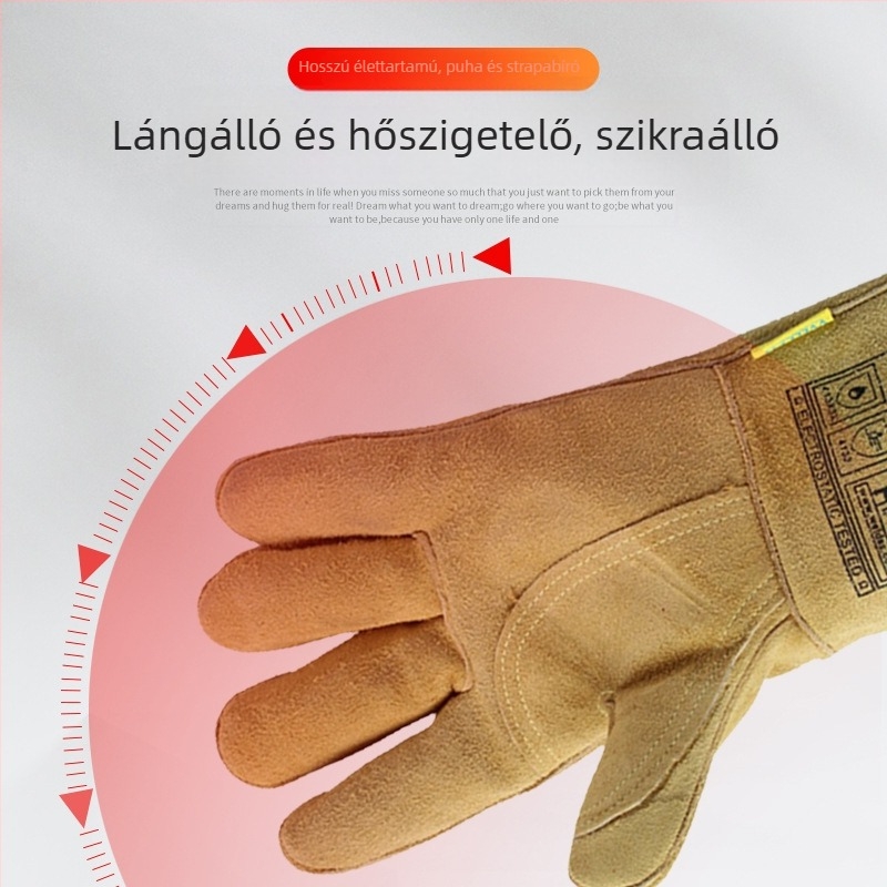 Witex 10-2000 Hegesztő kesztyű tehénbőrből, ferde hüvelykujjal, hőszigetelés és hőálló, tűzálló és lángálló, vágásálló