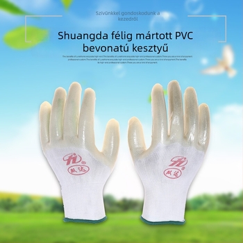 Shuangda PVC félöntött kesztyűk, sav- és bázisállóak, munkahelyi védelem és kopásállóság