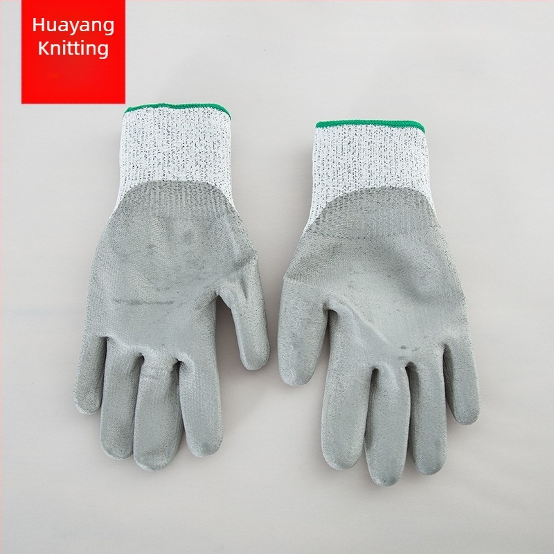 PU-bevonatú HPPE 5-ös szintű vágásbiztos kesztyűk, tenyéren fedett, kopásálló, kertészeti és építőipari feladatokra