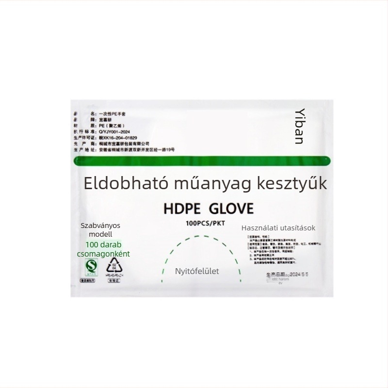 Egyszer használatos kesztyűk, élelmiszer-minőségű, vastag PE, átlátszó, kereskedelmi célokra