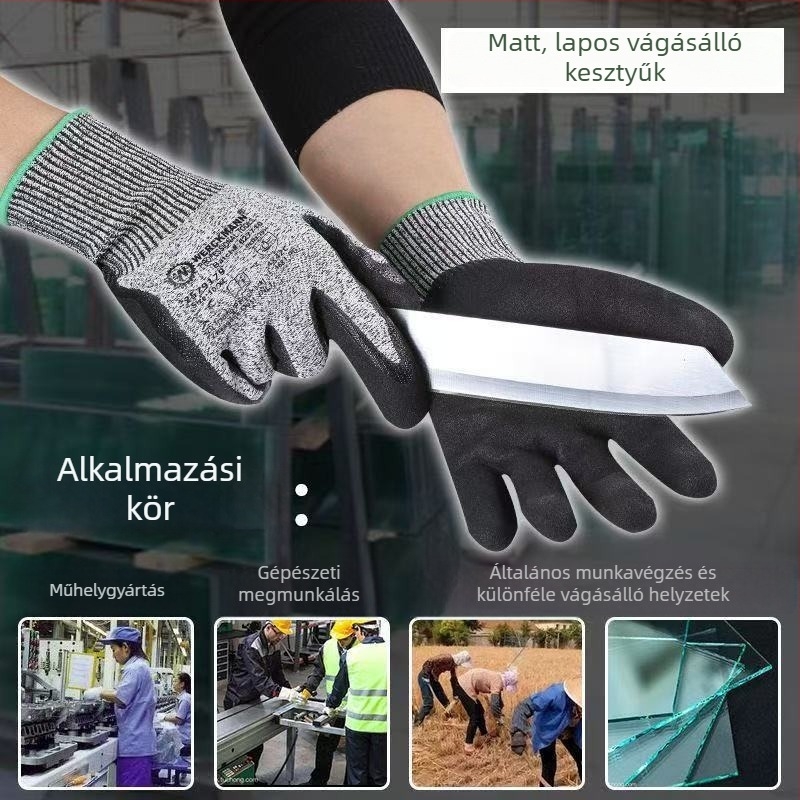 Vágásbiztos kesztyűk, 5. szint, ipari védőkesztyű vágás- és karcolás elleni védelem