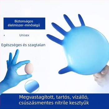 Egyszer használatos nitril kesztyűk E350, élelmiszer-minőség, pormentes, olajálló, texturált felület, kopásálló