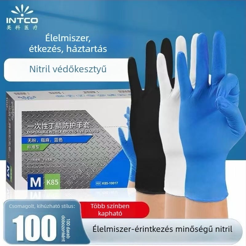 Egyszer használatos nitril kesztyűk, sav- és bázisellenállóak