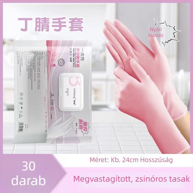 Crane nitril kesztyűk, PVC vastagított edénymosáshoz védő kesztyűk, 0,11 mm, egyszínű, méretek S/M/L, 30 db (10 csomag)