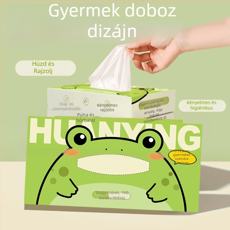 Élelmiszer-minőségű gyerekeknek készült egyszer használatos, vastagított TPE kesztyűk, olaj- és vízállóak, béka-stílusú