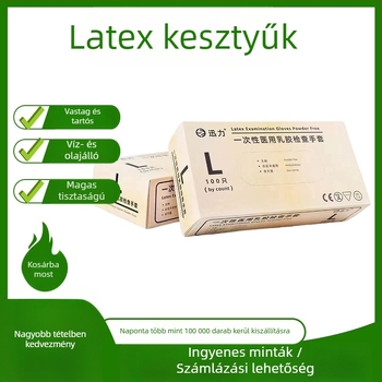 Egyszer használatos latex kesztyű, matt felülettel, csúszásmentes, munkavédelmi felhasználásra, elektronika, félvezetők és catering