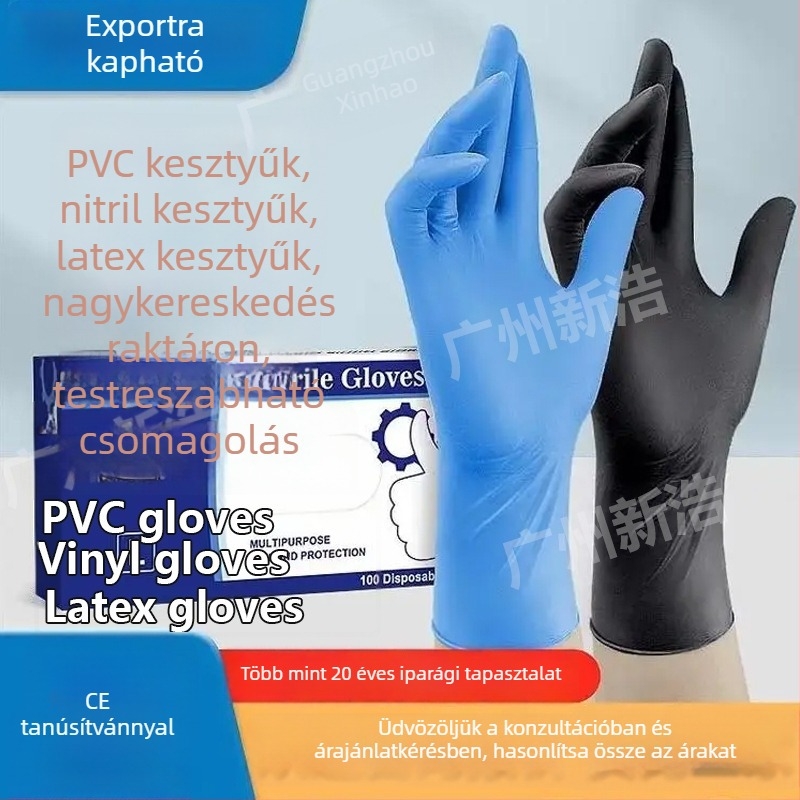 Egyszer használatos műanyag nitril kesztyűk, kevert nitril kesztyűk, vastítottak, élelmiszer-minőségű nitril védőkesztyűk