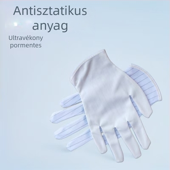 FLX Antisztatikus, pormentes fehér textil kesztyűk bevonattal elektronikai minőségellenőrzéshez gyártási műhelyben