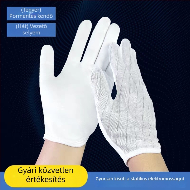 FLX Antisztatikus, pormentes fehér textil kesztyűk bevonattal elektronikai minőségellenőrzéshez gyártási műhelyben