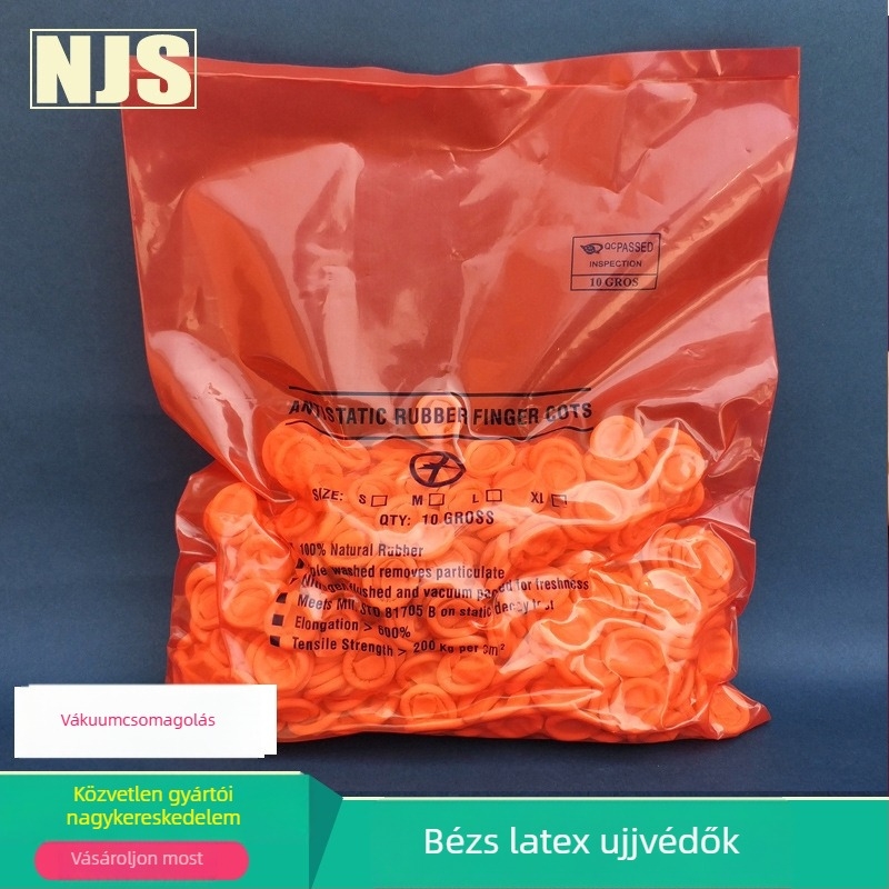 Egyszer használatos latex ujjtakarók, fehér és bézs, pormentes, antiszatikus, kozmetikai tetováláshoz