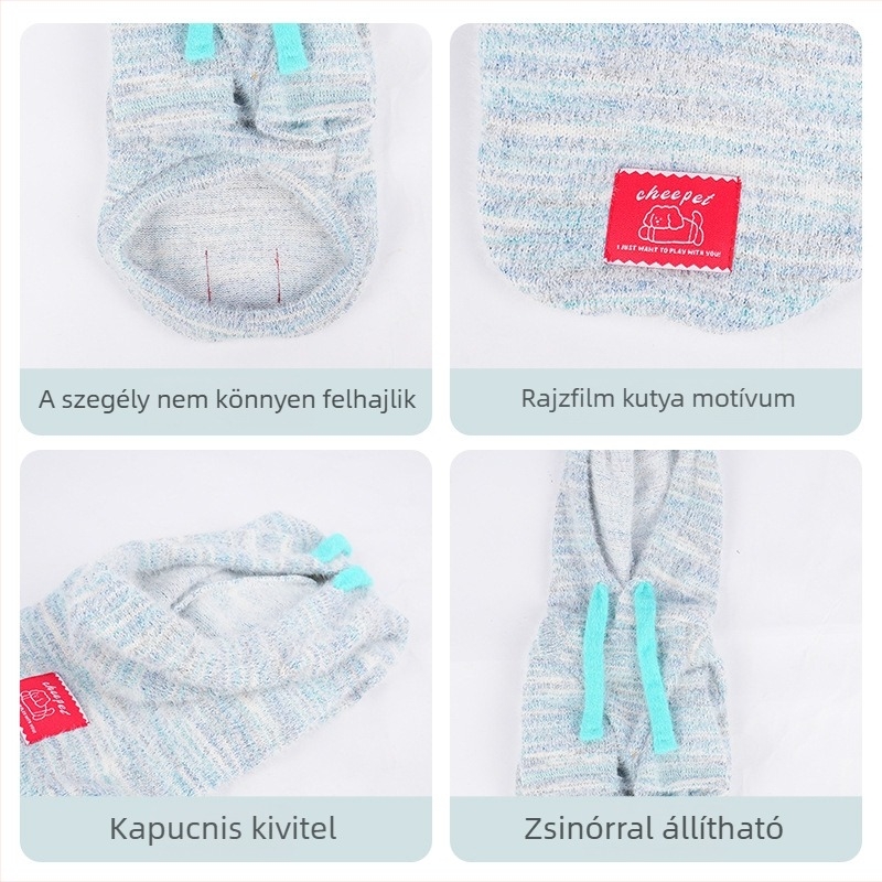 Őszi-téli korall fleece kapucnis kutyáknak, kis- és közepes méretű