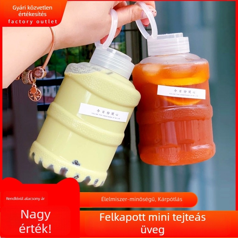Egyszer használatos PET műanyag pohár, 700 ml, hordó alakú, tej-teához és ásványvízhez