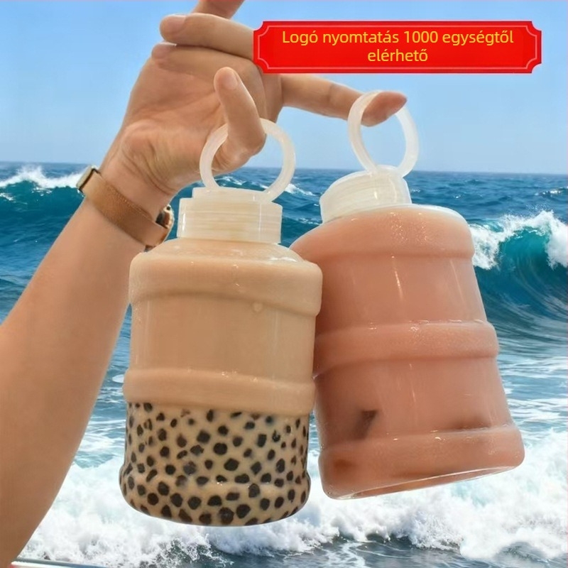 Egyszer használatos PET műanyag pohár, 700 ml, hordó alakú, tej-teához és ásványvízhez
