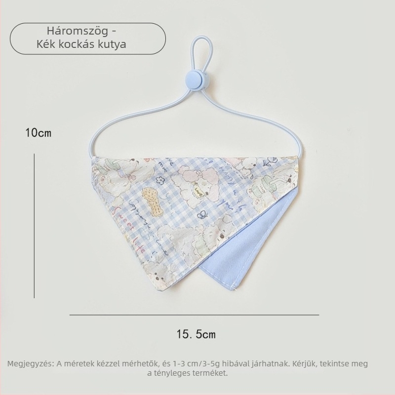 Állítható húzózsinóros nyálvédő háziállatok számára, kétszínű kutyabandana