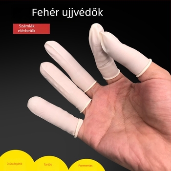 Beige antisztatikus egyszer használatos latex ujjvédő, pormentes, csúszásmentes, kopásálló, kozmetikai tetováláshoz