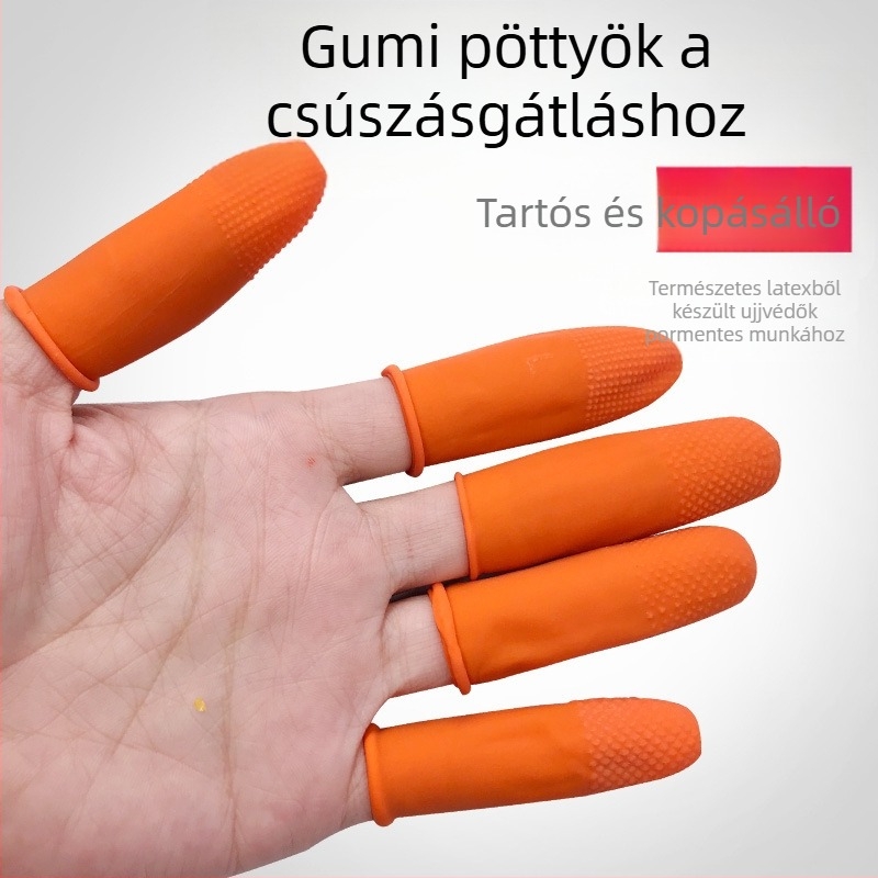 Beige antisztatikus egyszer használatos latex ujjvédő, pormentes, csúszásmentes, kopásálló, kozmetikai tetováláshoz