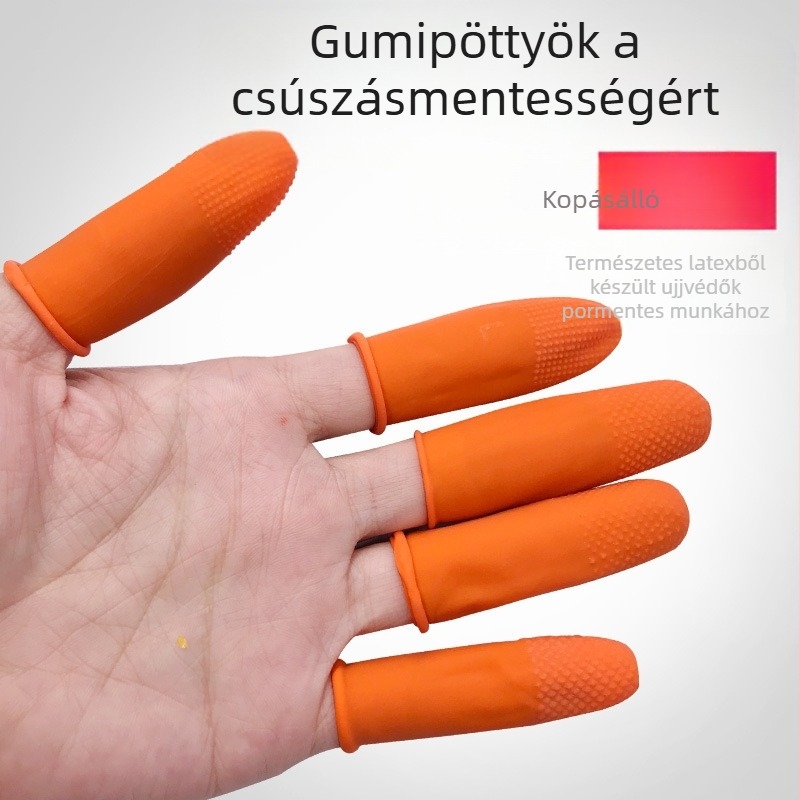 Beige antisztatikus egyszer használatos latex ujjvédő, pormentes, csúszásmentes, kopásálló, kozmetikai tetováláshoz