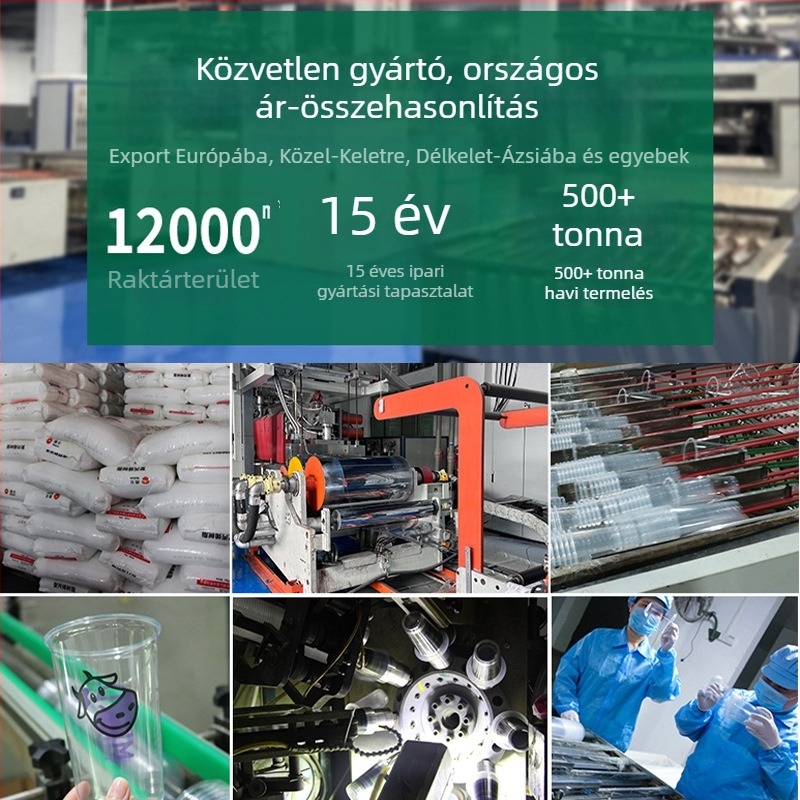 PET90 egyszer használatos tej-tea pohár, műanyag, U-formájú, 301–700 ml