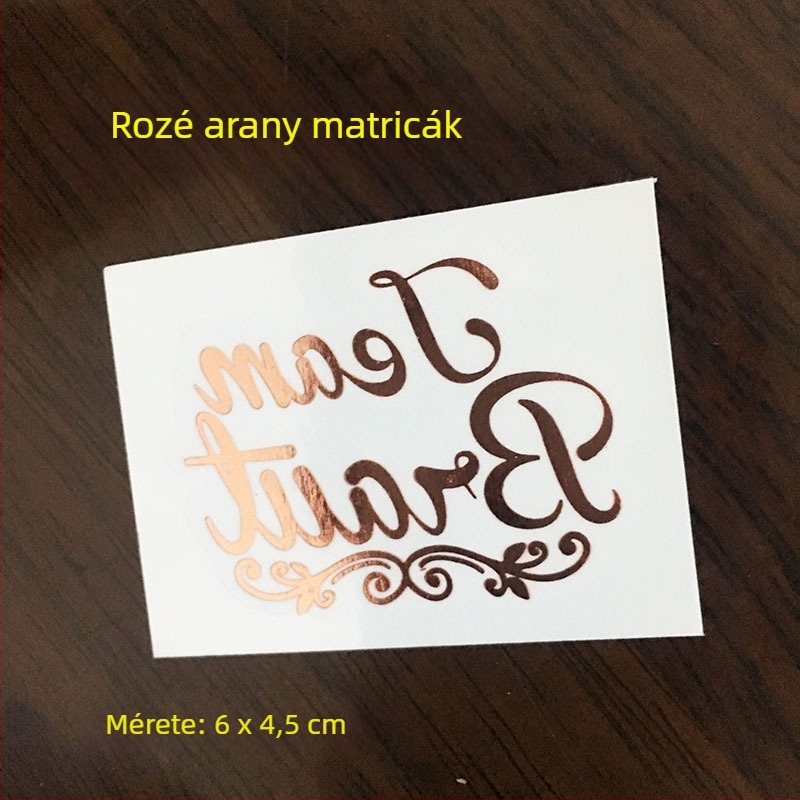 Team Bride fém tetováló matricák a lánybúcsúra – arany és ezüst fóliás