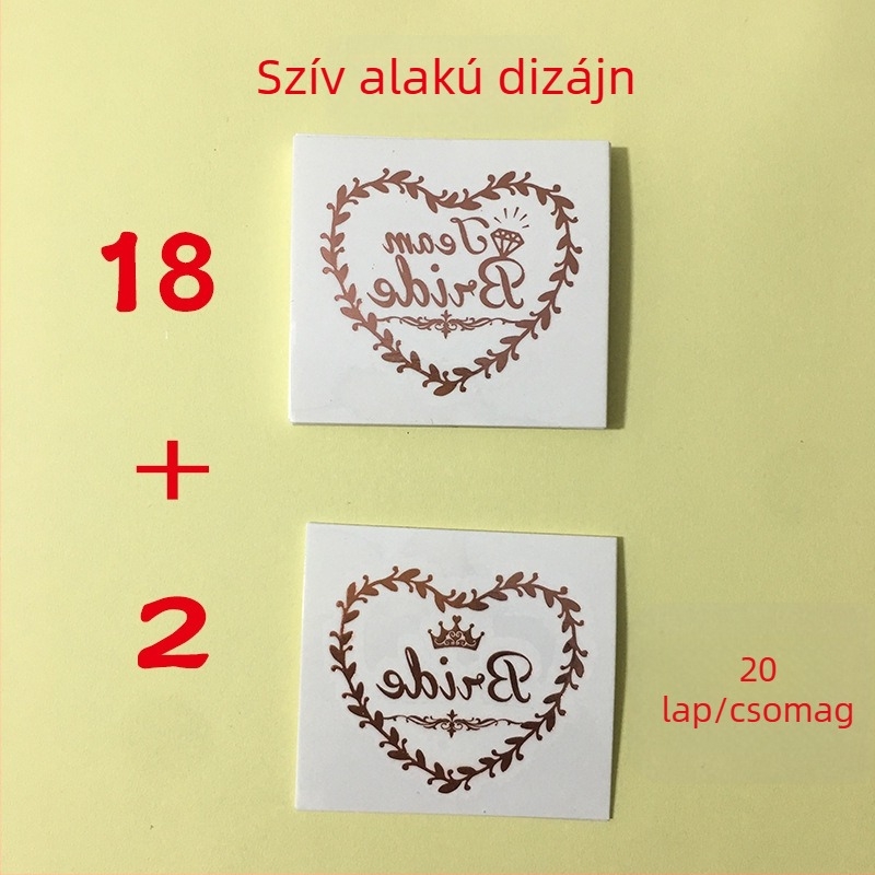 Team Bride fém tetováló matricák a lánybúcsúra – arany és ezüst fóliás