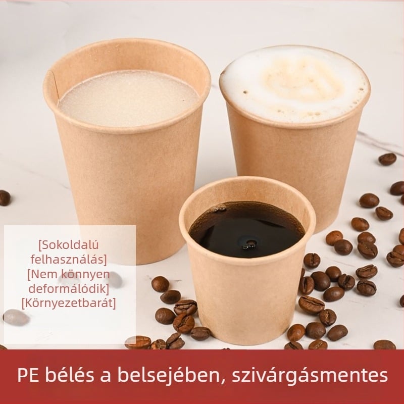 Vastagított kraft papír pohár, egyszer használatos, otthoni és üzleti felhasználásra, kávéhoz, szójatejhez, tej-teához и forró italokhoz