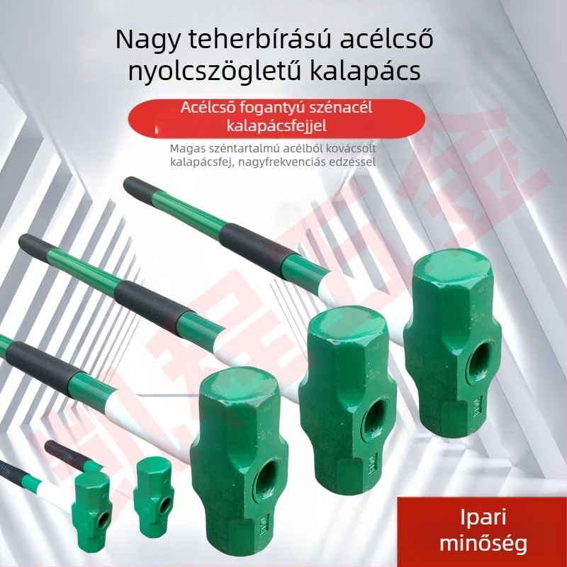 Kaicheng nehéz nyolcszögletű kalapács acélcső fogantyúval, kőműves kalapács, magas széntartalmú acélból, 900 mm hosszú, méretek 2–16