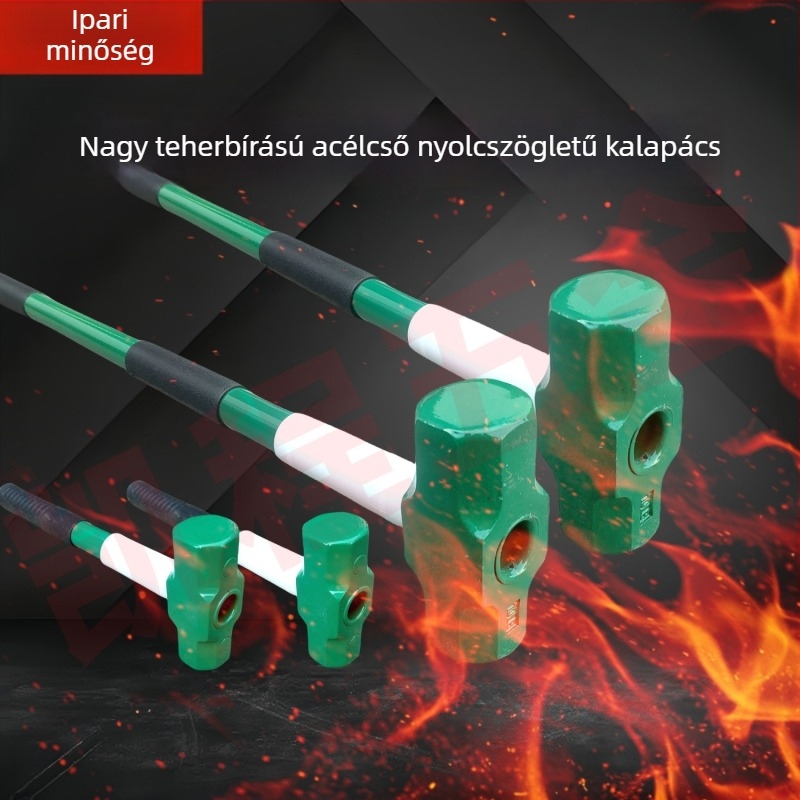 Kaicheng nehéz nyolcszögletű kalapács acélcső fogantyúval, kőműves kalapács, magas széntartalmú acélból, 900 mm hosszú, méretek 2–16