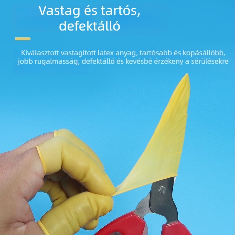 Megvastagított bézs színű egyszer használatos ipari ujjvédők, antistatikus, pormentes, latex alapanyagú