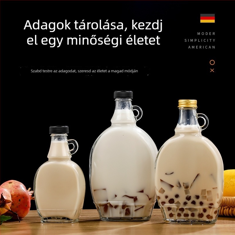 Személyre szabott lapos boros üveg, üres, átlátszó üveg házi erjesztésű italokhoz és gyümölcsborhoz