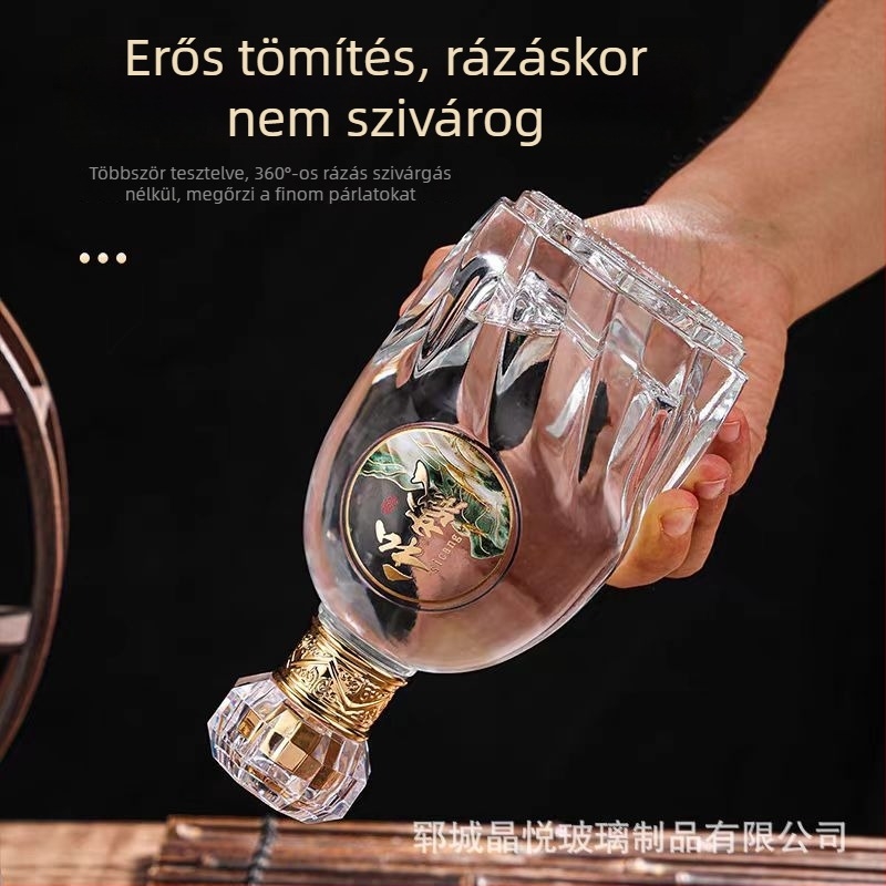 Kristályüvegből készült palack likőr és bor számára, 0,5 kg, elegáns italos palack