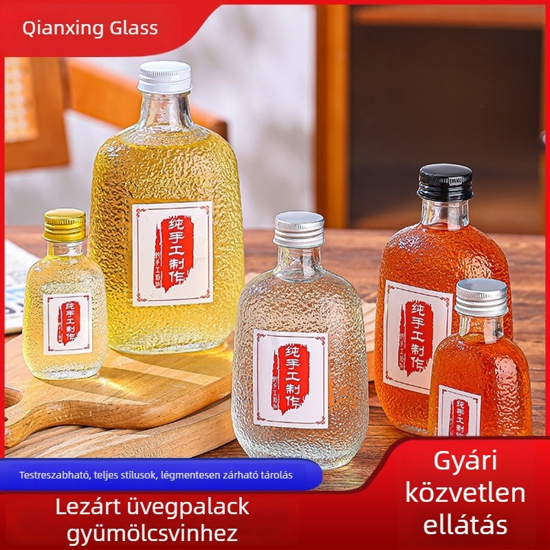 Egyedi átlátszó gyümölcsboros üvegek gleccser mintával – DIY italokhoz és gyümölcslé adagolásához, üres üvegek szeszes italokhoz