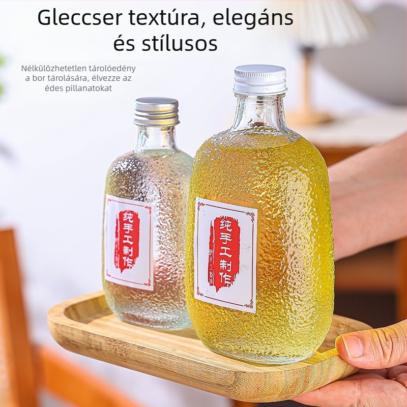 Egyedi átlátszó gyümölcsboros üvegek gleccser mintával – DIY italokhoz és gyümölcslé adagolásához, üres üvegek szeszes italokhoz