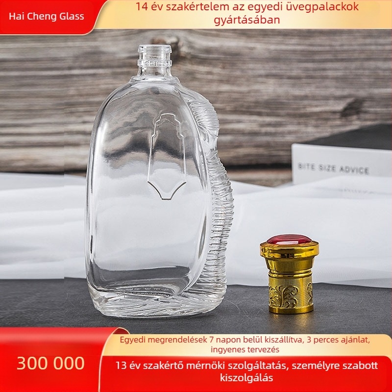 Testreszabható üveges likőrös palackok készlet címkékkel, 500 ml, átlátszó üveg