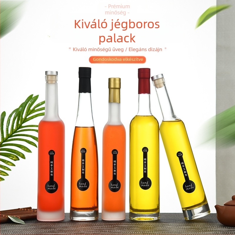 Személyre szabott üvegből készült borosüveg – jégborhoz, gyümölcsborhoz és fehérborhoz, átlátszó matt felülettel, 500 ml
