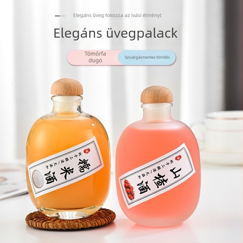 Kreatív gyümölcsboros üveg, áttetsző matt üveg, 250 ml, zárható otthoni erjesztésre