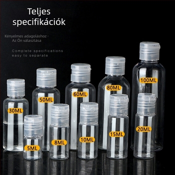 Átlátszó PET műanyag palack flip-top kupakkal, 10–100 ml, lotionhoz