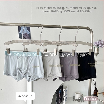 Nyári, magas minőségű, légáteresztő hálós férfi alsónemű, Ice Silk anyag, 4 darab