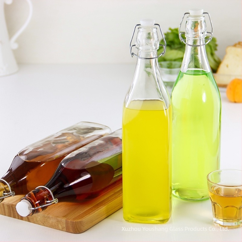 Snap-fedelésű üvegből készült enzimüveg, 250 ml; Tömített borosüveg gyümölcsborhoz / vörösborhoz, 500 ml; Olívaolaj üveg 1000 ml; Italos üveg.