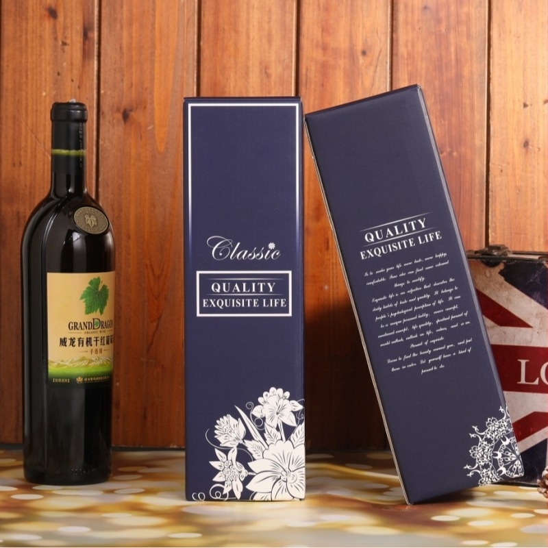 Személyre szabott boros doboz egy vagy két palack számára, hullámos színes dobozok, vörösbor ajándékdobozok