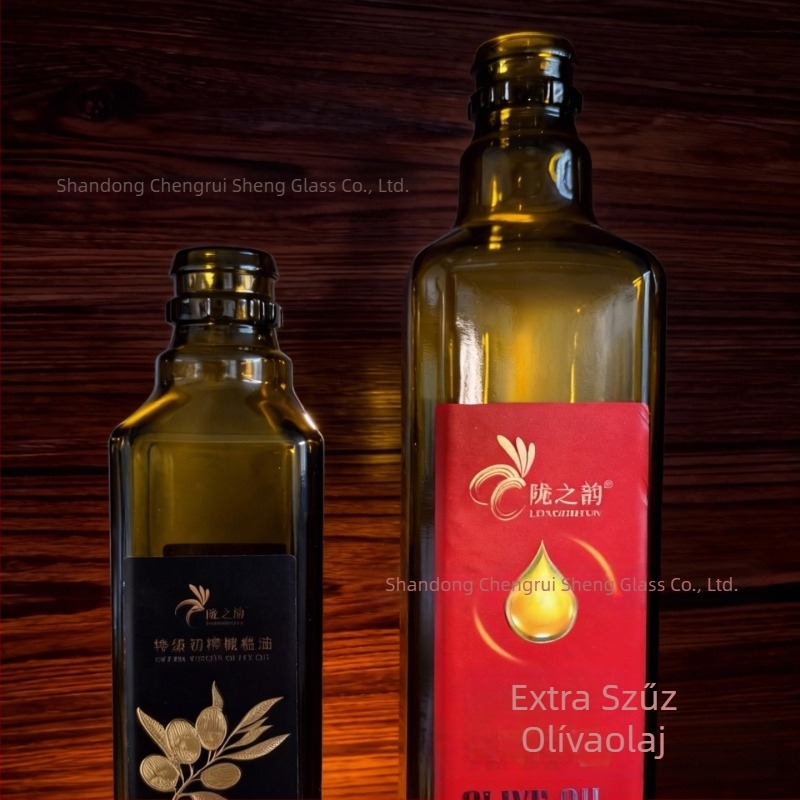 500 ml-es üvegek különböző méretekben, üres olívaolajos üvegek, négyzet alakú olívaolaj-üvegek, élelmiszer-zárható üvegek