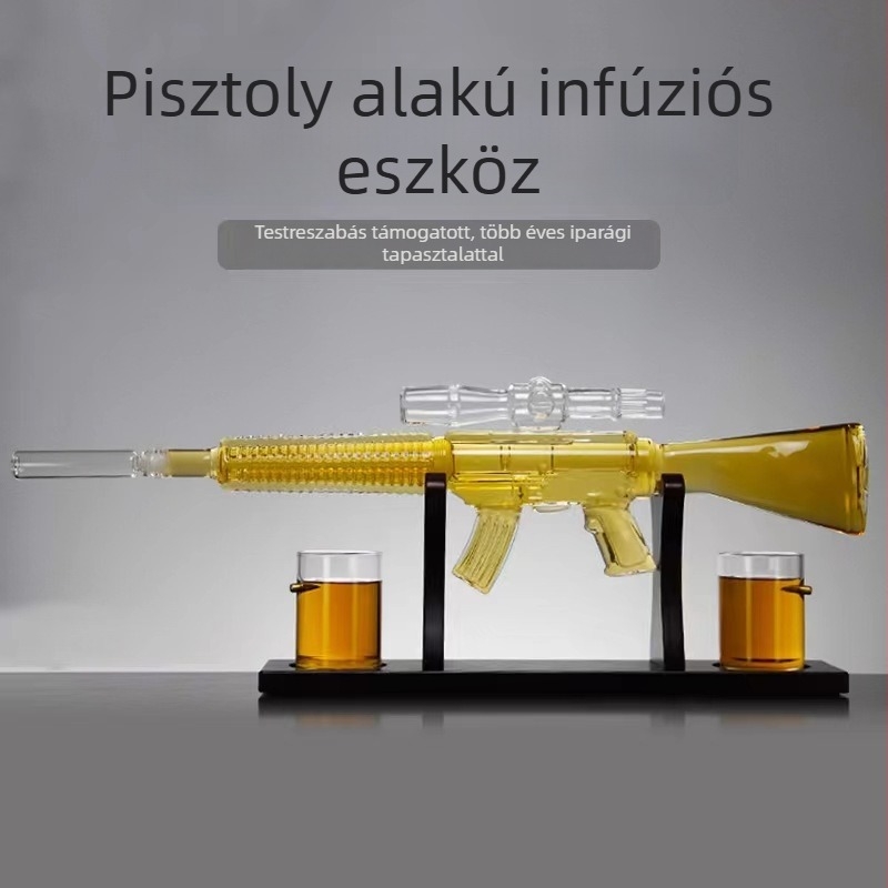 Pisztoly formájú whisky-dekanter, boroszilikát üveg, 750 ml