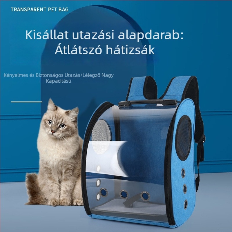Átlátszó macska táska – hordozható macska hátizsák, macska ketrec