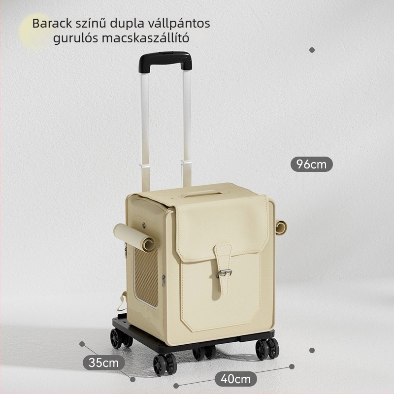 Szállítható macskatáska kerekekkel, nagy kapacitású háziállat hátizsák