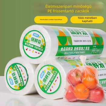 Vastagított frissességmegőrző zacskók hűtőbe való tároláshoz, kézzel téphető nyílással és sík szájú kialakítással, élelmiszer-minőségű műanyag zacskók