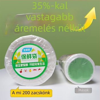 Vastagított frissességmegőrző zacskók hűtőbe való tároláshoz, kézzel téphető nyílással és sík szájú kialakítással, élelmiszer-minőségű műanyag zacskók